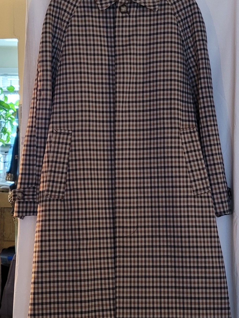 H&M Men's Plaid Trench Coat in Brown, Beige and Black